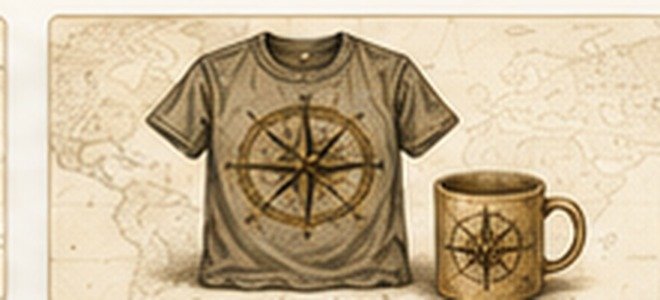 Vintage map-style illustration for Print-on-Demand