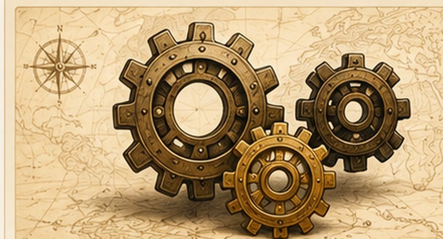 Vintage map-style illustration for Systems & Automation