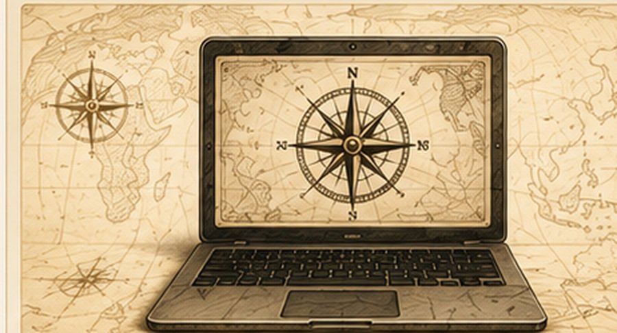 Vintage map-style illustration for Website