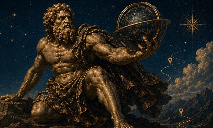 Atlas holding a celestial orb at arm's length