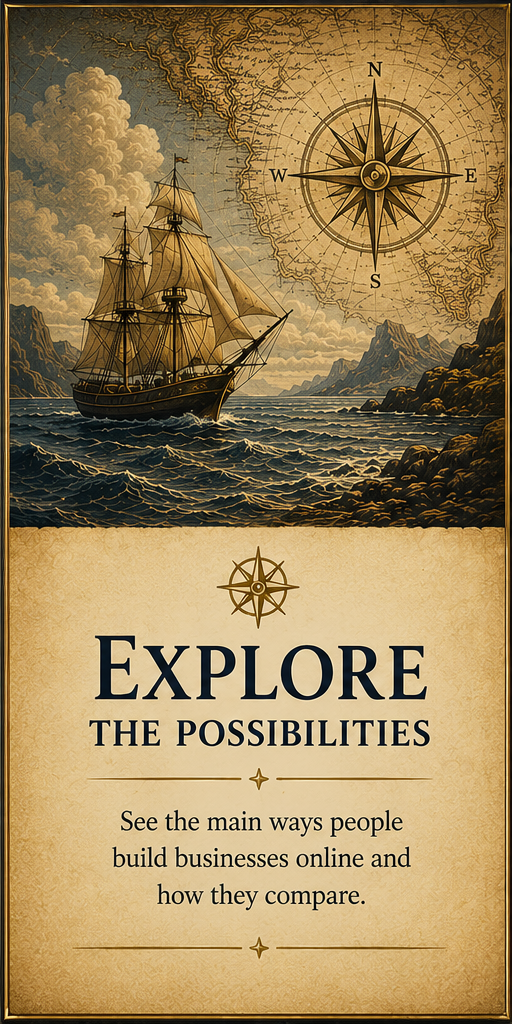 Explore the possibilities: see the main ways people build businesses online and how they compare.