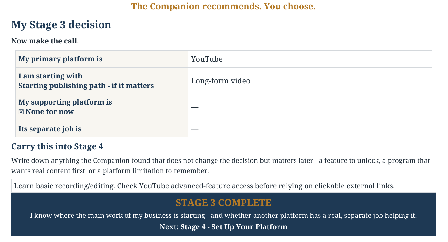 Figure 7 — The final Stage 3 decision carried forward to Stage 4.