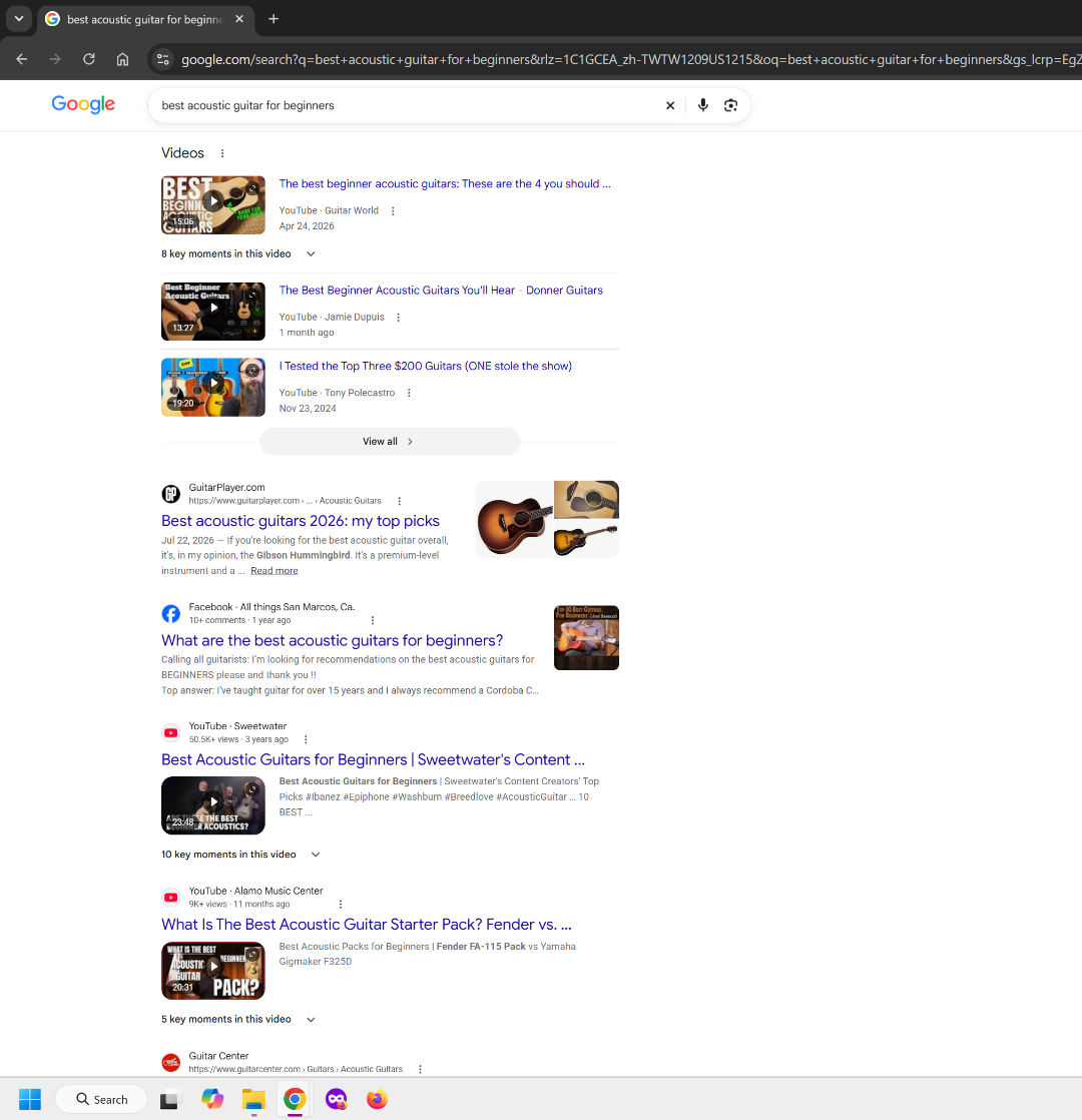 Further down the same Google search showing more videos, retailers and products.